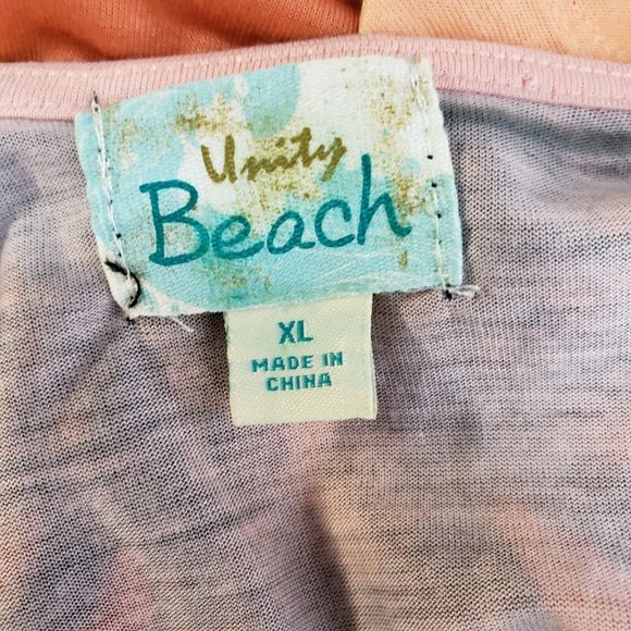 Unity Beach Womens Top Sz XL Orange Butterfly Scoop Neck - Picture 5 of 5
